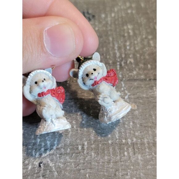 Happy Mouse mice mini ornament set Xmas decor - Picture 2 of 4